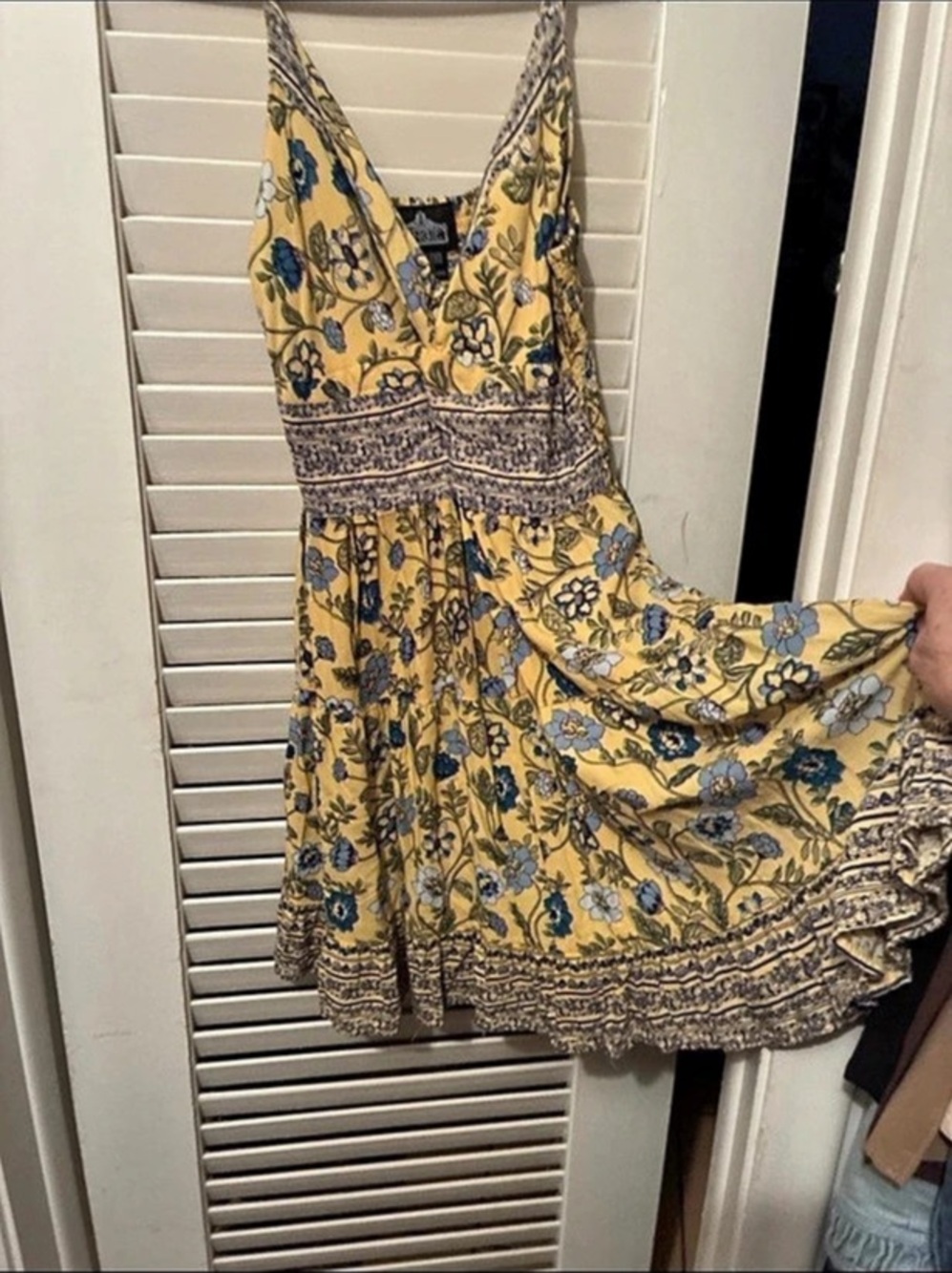 ANGIE Floral Mini Dress in Yellow & Blue Size Small